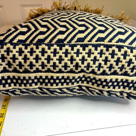 C & C California Home Jute XLarge Tote Bag Blue Tassel Medallion Pattern Boho - Picture 10 of 14